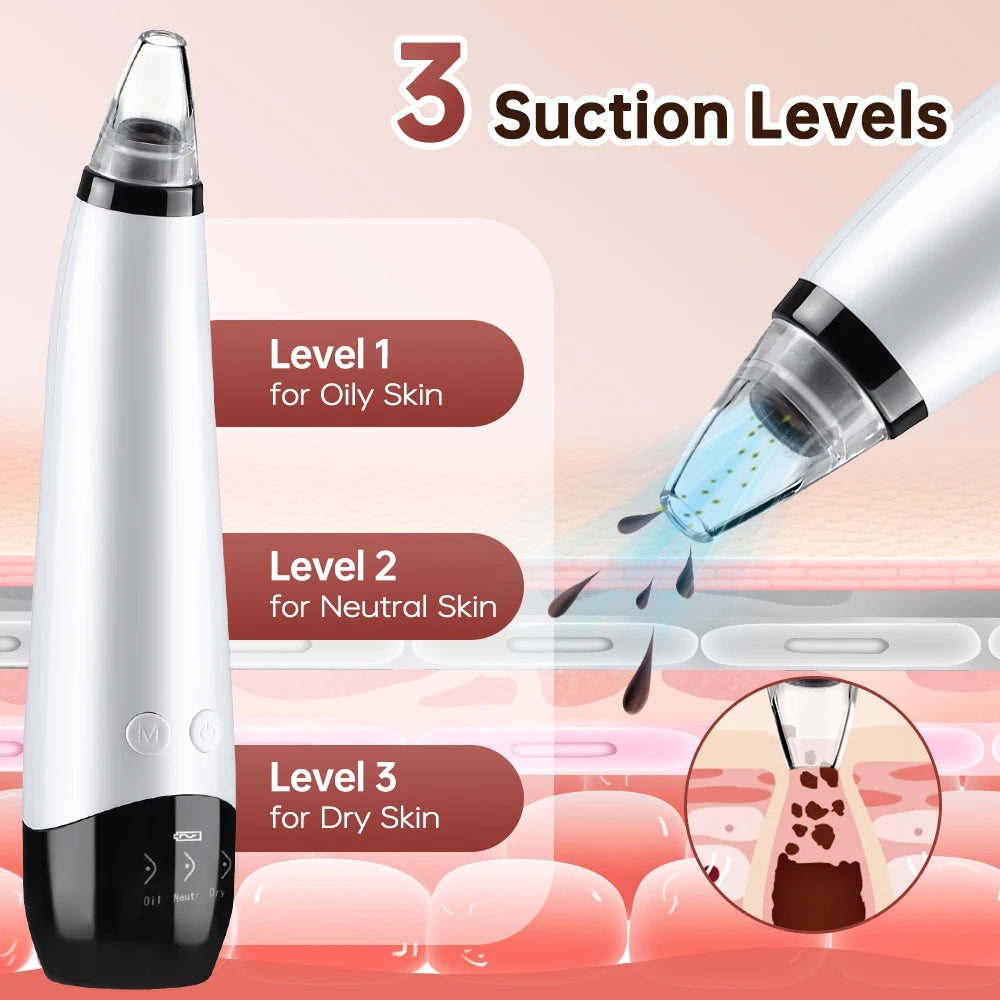 Electric Blackhead Remover Beauty Machine Dead Skin Remover Pore Vacuum Face Cleaner Kit Acne Needle Nose Black Dots Extractor