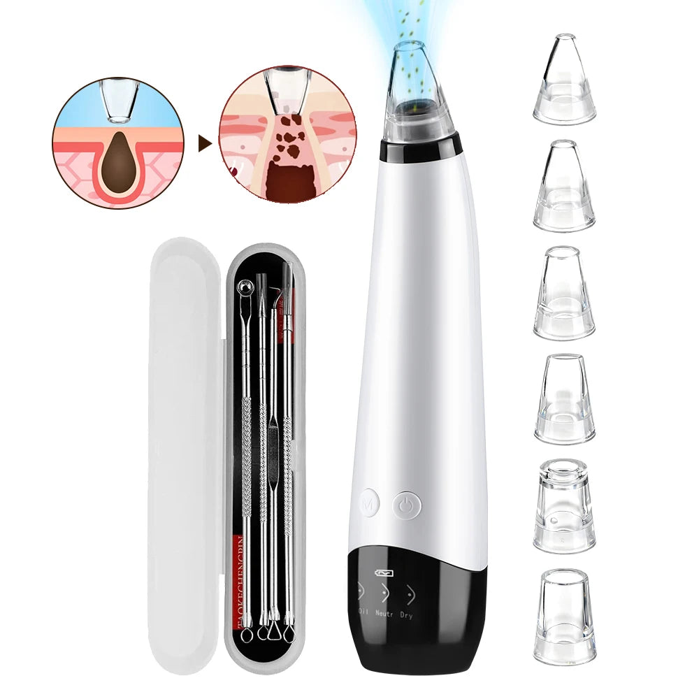 Electric Blackhead Remover Beauty Machine Dead Skin Remover Pore Vacuum Face Cleaner Kit Acne Needle Nose Black Dots Extractor